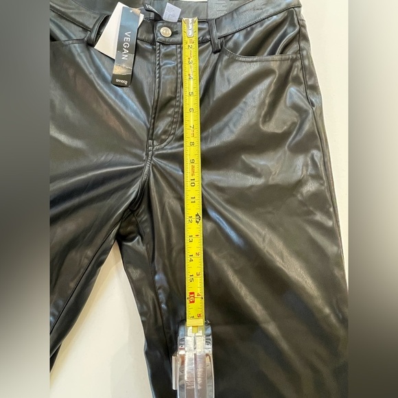 H&M Black Leather Vegan Pants 12 Emo Goth punk biker whimsygoth indie rave - Picture 9 of 10